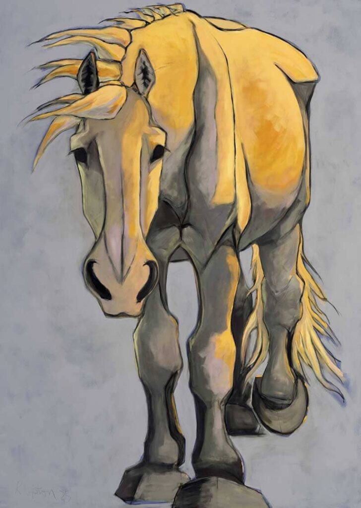 Abstract painting of a white horse